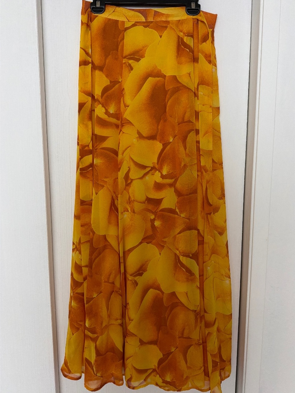 New York & Company Yellow Floral Wrap Maxi Skirt Size S NWT